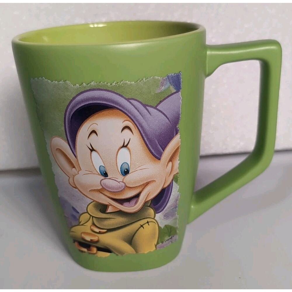 Disney Store Dopey Classic Coffee Mug Cup Snow White Green Tall Portrait Dwarfs